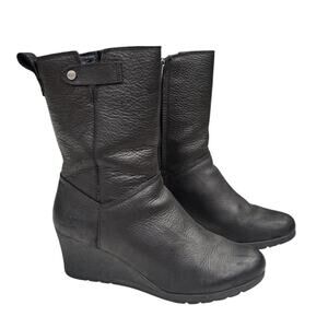 Uggs Potrero Waterproof Leather Boot Women's Size 8 EU 39 Black Wedge
